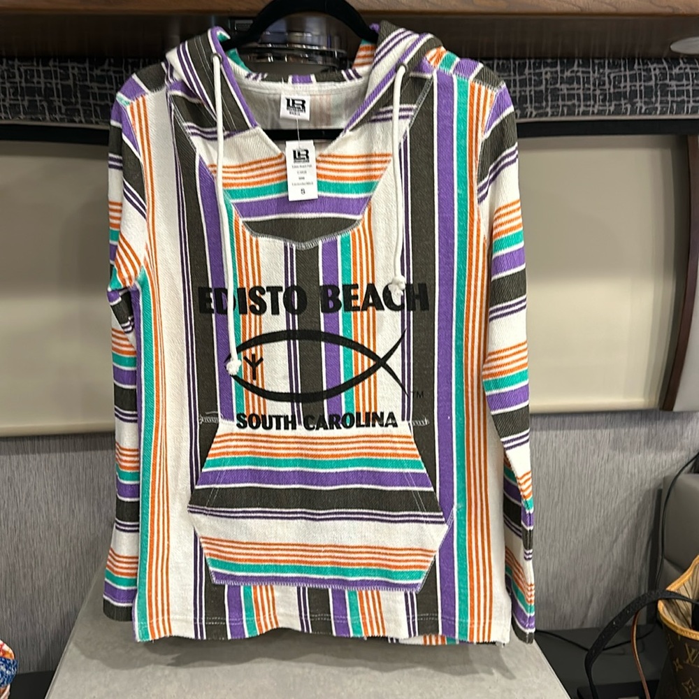 NWT Long Rock BEACH HOODIE South Carolina Edisto Beach Surf Attire